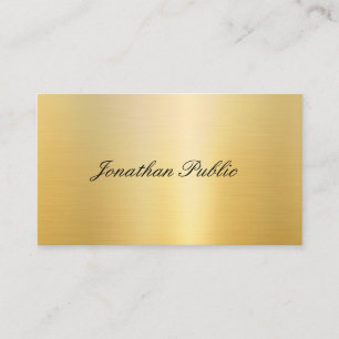 Tarjeta De Visita Nombre manuscrito Elegante Faux Gold Modern Templa