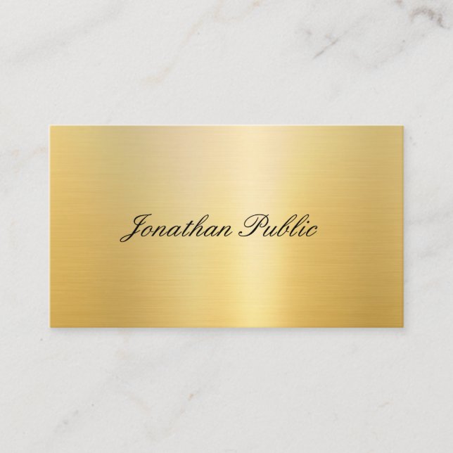 Tarjeta De Visita Nombre manuscrito Elegante Faux Gold Modern Templa (Anverso)