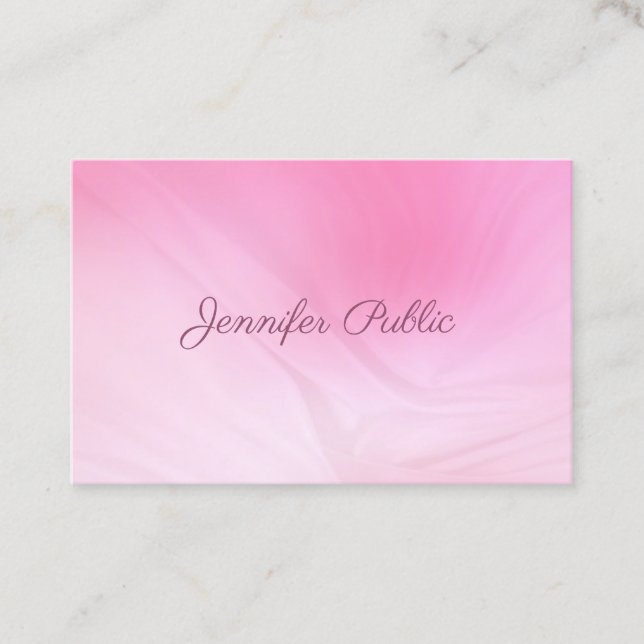 Tarjeta De Visita Nombre manuscrito Elegante Pink Professional Trend (Anverso)