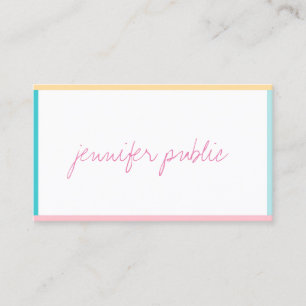 Tarjeta De Visita Nombre manuscrito Texto plantilla moderna Colores