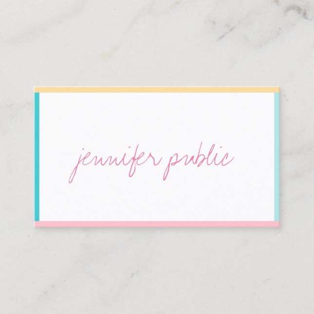 Tarjeta De Visita Nombre manuscrito Texto plantilla moderna Colores  (Anverso)