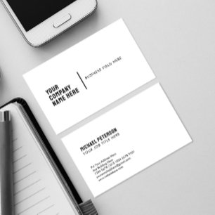 Tarjeta De Visita Nombre minimalista de la empresa en blanco