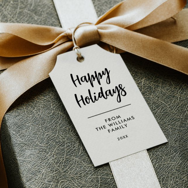 TARJETA DE VISITA NOMBRE MÍNIMO FELIZ DE LAS VACACIONES NAVIDADES DI (save money cheap gift tag minimal style elegant black white DO IT YOURSELF)