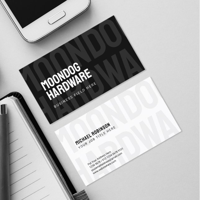 Tarjeta De Visita Nombre moderno de la empresa | Sans Serif | Negro (Subido por el creador)