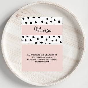 Tarjeta De Visita Nombre moderno del monograma   Puntos rosados y ne