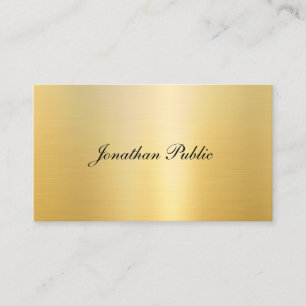 Tarjeta De Visita Nombre moderno manuscrito Elegante Faux Gold Templ