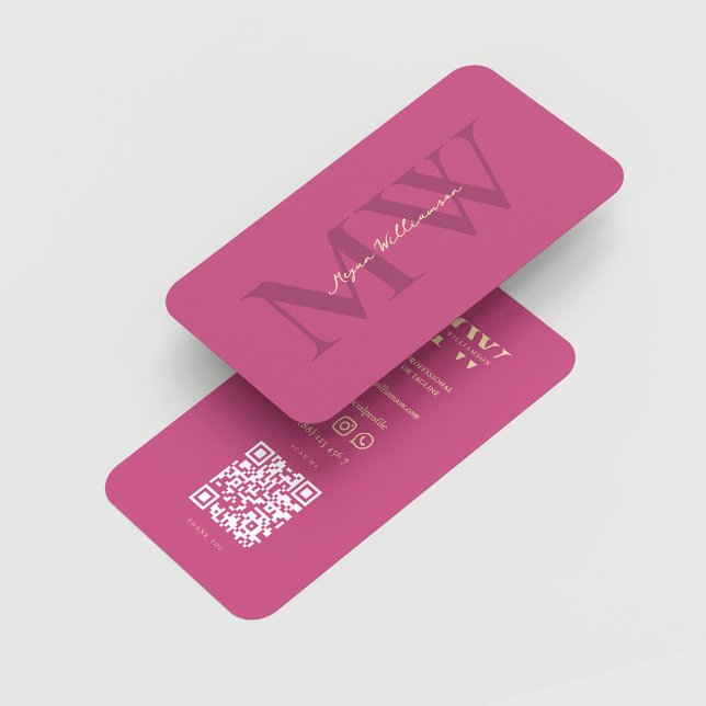Tarjeta De Visita Nombre moderno Monograma Iniciales Profesionales R (Modern Monogram Name Initials Professional Pink Business Card
)