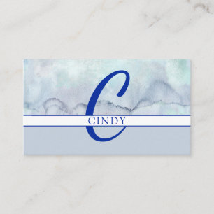 Tarjeta De Visita Nombre Monograma azul acuarela