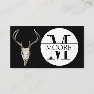 Tarjeta De Visita Nombre Monograma de Personalizable Antler de cráne