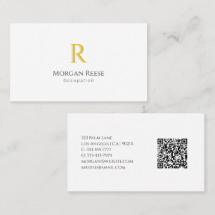 Tarjeta De Visita Nombre, Monograma dorado, cree su código QR