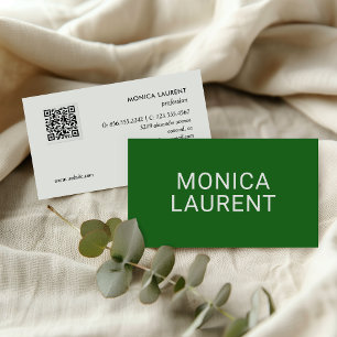 Tarjeta De Visita Nombre negrita QR CÓDIGO LOGO ICONOS SOCIALES VERD