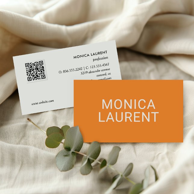 TARJETA DE VISITA NOMBRE NEGRO CÓDIGO QR LOGO NARANJA DE ICONOS SOCI (Subido por el creador)