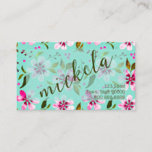 Nombre personalizado Acuarela floral rosa y acuáti
