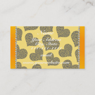 Tarjeta De Visita Nombre personalizado corazones de leopardo amarill