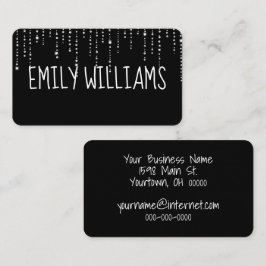 Tarjeta De Visita Nombre personalizado en negro con diamantes
