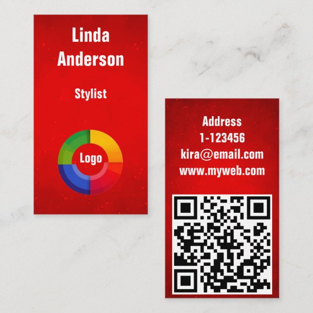 Tarjeta De Visita Nombre personalizado profesional de código QR (Anverso / Reverso)