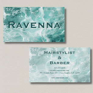 Tarjeta De Visita Nombre Profesional de Plata Blanco Seafoam