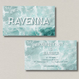 Tarjeta De Visita Nombre Profesional de Plata Blanco Seafoam