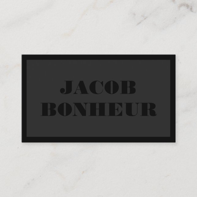 Tarjeta De Visita Nombre profesional moderno | Gris oscuro y negro (Anverso)