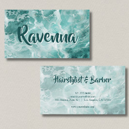 Tarjeta De Visita Nombre Profesional Plata Blanco Seafoam