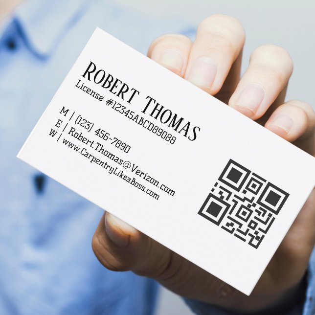 Tarjeta De Visita Nombre QR Code License # Profesional Moderno Negro (Subido por el creador)