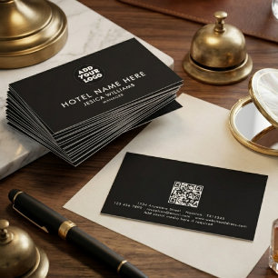 Tarjeta De Visita Nombre simple del logotipo del hotel con código QR
