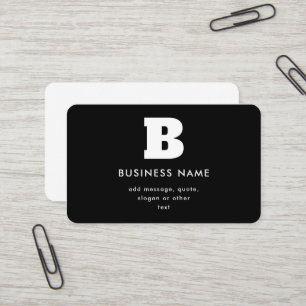 Tarjeta De Visita Nombre y lema comercial editable Blanco y negro