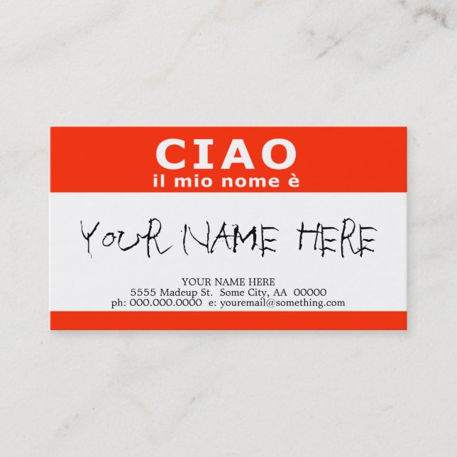 Tarjeta De Visita Nome mio e del CIAO IL (Anverso)
