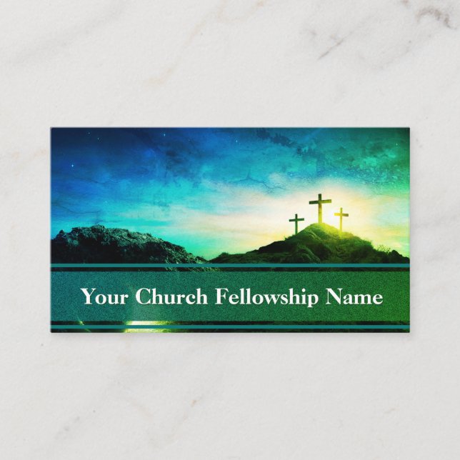 Tarjeta De Visita Northern Lights Empty Tomb Three Crosses Pastor (Anverso)