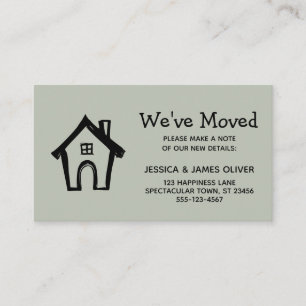 Tarjeta De Visita "Nos hemos mudado" con Little House, Sage Green Ca