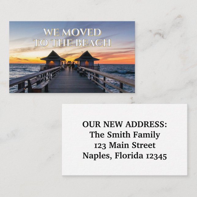 Tarjeta De Visita Nos Trasladamos A Beach Nápoles Pier Florida (Anverso / Reverso)