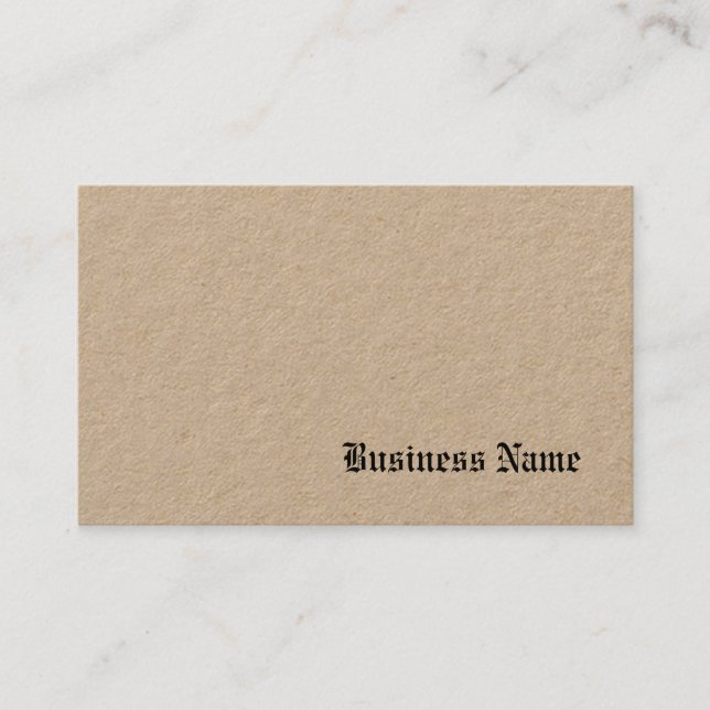 Tarjeta De Visita Nostálgica plantilla elegante de papel Kraft Real  (Anverso)