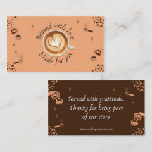 Nota de agradecimiento con arte de latte de cafete
