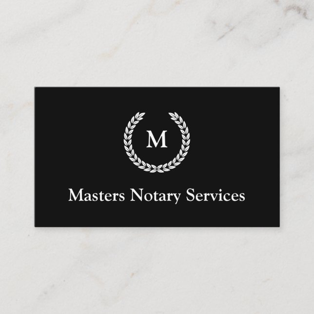 Tarjeta De Visita Nota notarial moderna en monograma pública (Anverso)