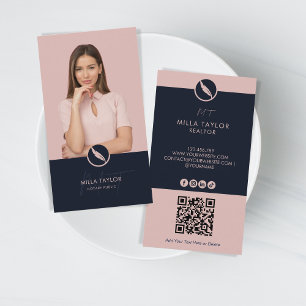 Tarjeta De Visita Nota profesional moderna Foto pública Código QR