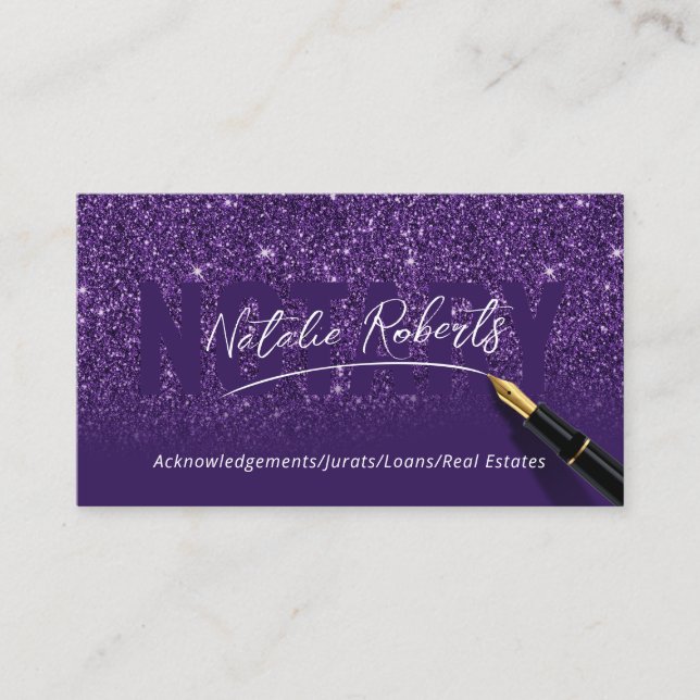 Tarjeta De Visita Notable Deep Public Purple Elegant Signature (Anverso)