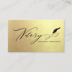 Tarjeta De Visita *~* NOTARIA FOTO Quill Feather Sigking Agent Gold