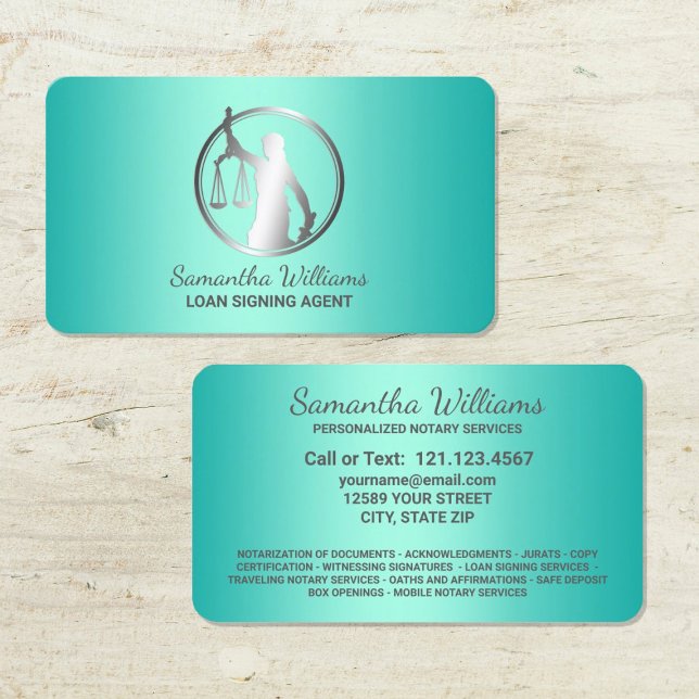 Tarjeta De Visita Notario (Notary Loan Signing Agent Cards)