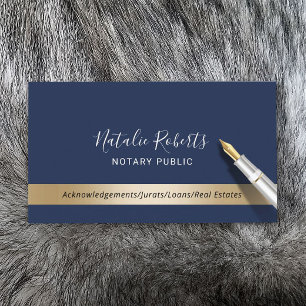 Tarjeta De Visita Notario Agente de firma de préstamos públicos Navy