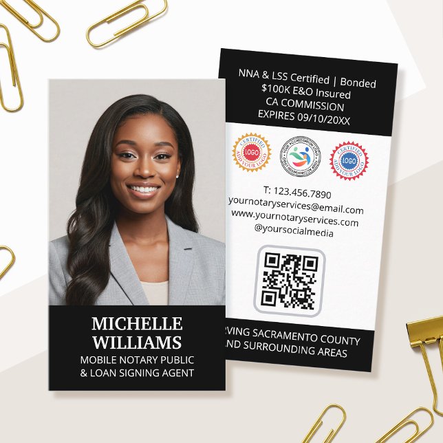 Tarjeta De Visita Notario Agente de firma pública Foto Código QR Neg (Subido por el creador)