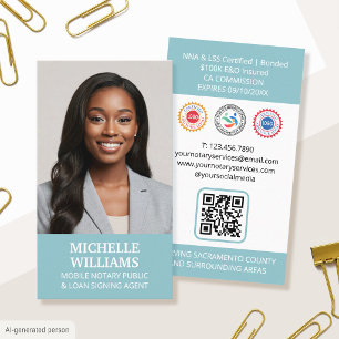 Tarjeta De Visita Notario agente de firma pública Foto QR Turquoise