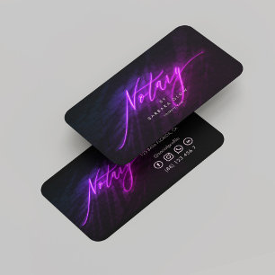 Tarjeta De Visita Notario agente de firma pública Neon Purple Modern