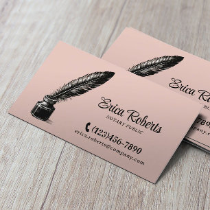 Tarjeta De Visita Notario Agente de firma Vintage Quill Pen Rubor Pi