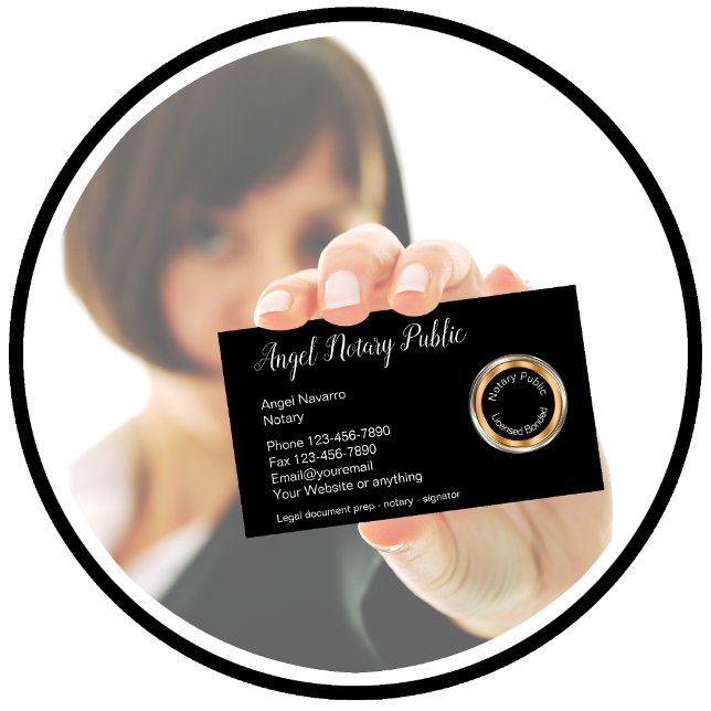 Tarjeta De Visita Notario Clásico Servicios Públicos (Classy Notary Public Business Card by CustomBusinessTemplates)