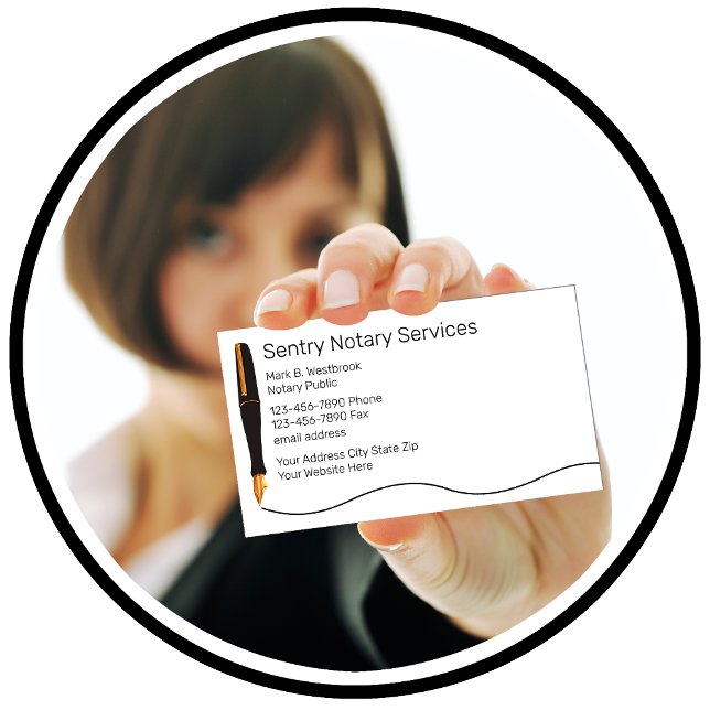 Tarjeta De Visita Notario Clásico Servicios Públicos (Classy Notary Public Business Cards by CustomBusinessTemplates)