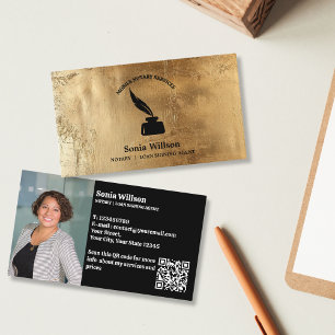 Tarjeta De Visita Notario de Oro Préstamo Público Firma Foto Código 