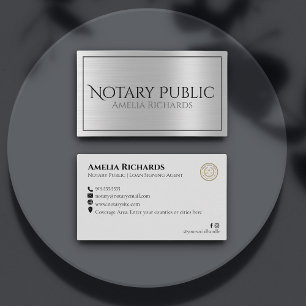 Tarjeta De Visita Notario elegante metálico de plata cepillado públi