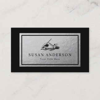 Tarjeta De Visita Notario - Escritor Faux Relieve metalizado platead