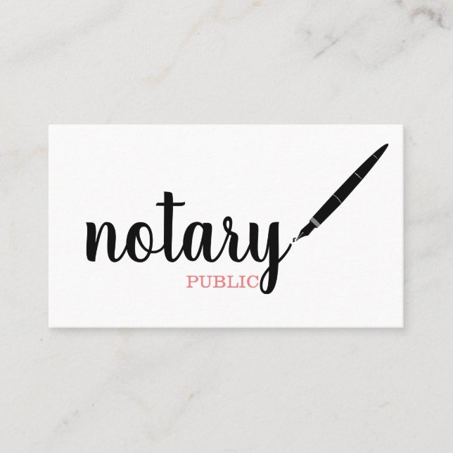 Tarjeta De Visita Notario guión elegante público sencillo blanco y n (Anverso)