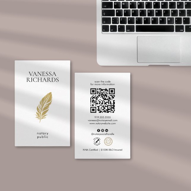 Tarjeta De Visita Notario moderno de piel de oro Foto Código QR simp (Subido por el creador)